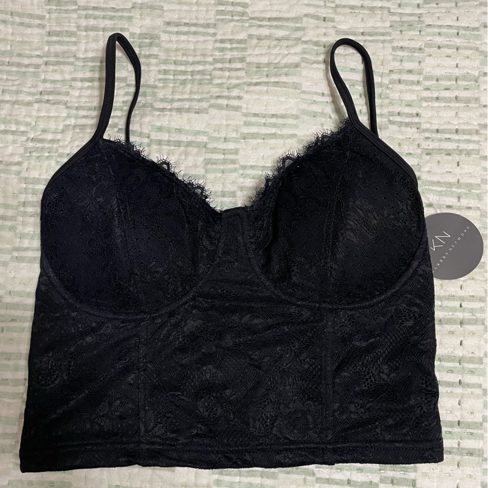 Klassy Network Black Lace Top with Adjustable Straps